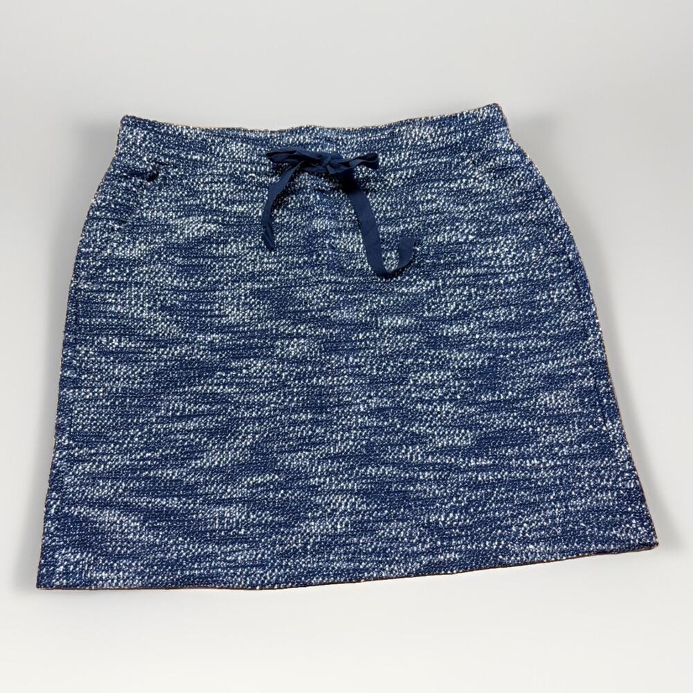 Loft Ann Taylor Blue Knit Skirt Size Medium Elastic Drawstring Waist